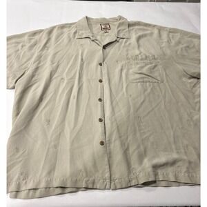 Tommy Bahama Mens Silk Camp Shirt Embroidered Palm Trees Button Up XXL